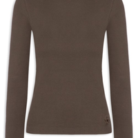 Blusa Feminina ML Rib com Elastano - Marrom