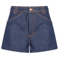 Short Jeans Feminino Detalhe Bolso - Azul