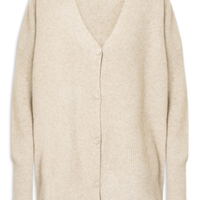 Cardigã Feminino Tricot Oversized Texturizado - Bege