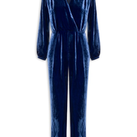 Macacão Feminino Veludo Cachecouer Pregas - Azul