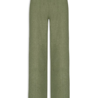 Calça Reta em Malha Tricot com Nervura Feminina Verde