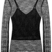Blusa Manga Longa Feminina em Renda Preto