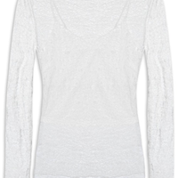 Blusa Manga Longa Feminina em Renda Off White
