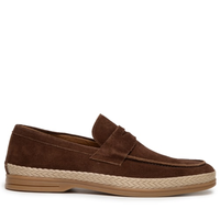 Sapato Masculino Loafer Couro Camurça Com Solado Tressê - Marrom