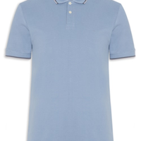 Polo Masculina Regular Fit com Frisos Azul