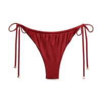 Calcinha De Biquíni Brasileira Com Amarração Shiny Satin - Vermelho