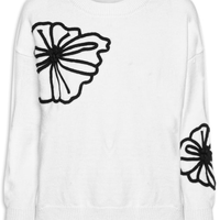 Suéter Feminino Flor Em Tricot Branco