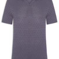 Polo Masculina Em Tricot Com Gola Colômbia - Cinza