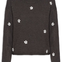 Suéter Feminino Bordado Em Tricot Preto