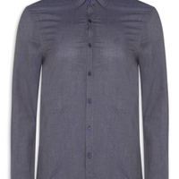 Camisa Masculina Slim Fil a Fil Azul