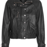 Jaqueta Feminina De Couro Bomber - Preto