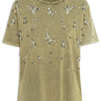 T-shirt Feminina Bordada Flores - Verde