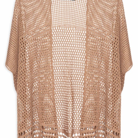 Kimono Feminino Tricot Telado - Marrom