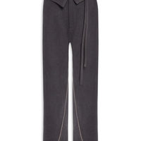 Calça Feminina Jeans Com Couro - Cinza