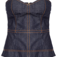 Blusa Feminina Sem Alça Jeans Raw - Azul