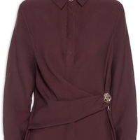 Camisa Feminina Oversized Com Transpasse - Vermelho