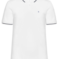 Pólo Masculina Piquet Manga Curta Friso - Branco