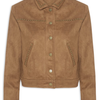 Jaqueta Feminina em Suede com Tachas - Marrom
