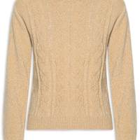 Suéter Feminino Trançado Em Tricot - Bege
