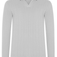 Suéter Masculino Tricot Polo Com Textura - Cinza