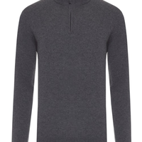 Suéter Masculino Puro Cashmere Detalhe Zíper - Cinza