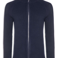 Suéter Tricot Masculino Gola Alta Com Zíper - Azul
