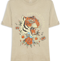 Camiseta Feminina Malha Tiger And Flowers - Cinza
