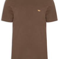Camiseta Masculina Manga Curta Gola Careca Soft Used Gold Crown - Marrom