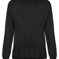 Suéter Feminino Alongado Em Tricot - Preto