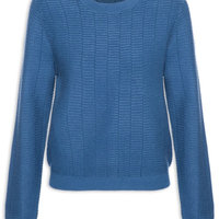 Suéter Feminino Oversized Texturizado - Azul