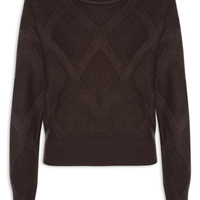 Suéter Feminino Texturizado Em Tricot - Marrom