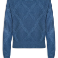 Suéter Feminino Texturizado Em Tricot - Azul