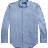 Camisa Masculina Manga Longa Custom Fit Linen - Azul