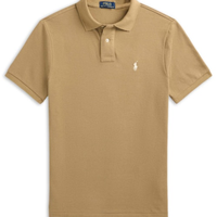 Polo Masculina Manga Curta Classic Logo Bordado - Bege
