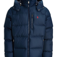 Jaqueta Masculina Puffer Com Capuz Classic Logo - Azul