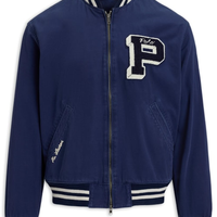 Jaqueta Masculina Bomber College Preppy Patch - Azul