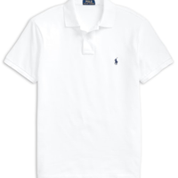 Polo Masculina Manga Curta Slim Fit Mesh Logo Bordado - Branco