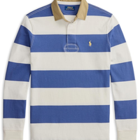 Polo Masculina Manga Longa Listrada Knit Rugby - Azul