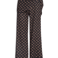 Calça Feminina Reta Estampa Jasmim Preto