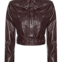 Jaqueta Feminina Cropped Em Couro - Vermelho