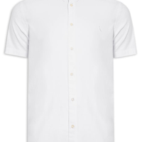 Camisa Masculina Manga Curta Oxford Color - Branco