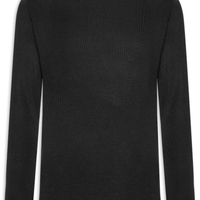 Suéter Masculino Tricot Gola Careca Armadura - Preto
