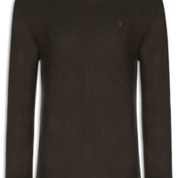 Suéter Masculino Tricot Detalhe Camurça - Marrom