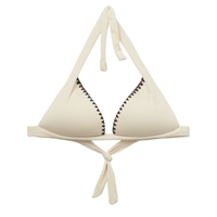 Parte De Cima De Biquíni Triângulo Almofadado Bicolor Embroidery - Off-White