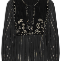 Blusa Feminina Lurex Pala Veludo - Preto
