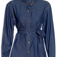 Camisa Jeans com Amarração Feminina Azul