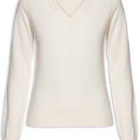 Suéter Feminino Puro Cashmere Gola V - Off White