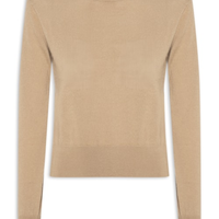 Suéter Feminino Pull Theodora Khaki Tricot - Bege