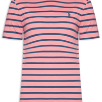 Camiseta Masculina Manga Curta Listras Slim Fit Rosa