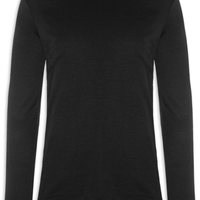 Camiseta Masculina Interlock Manga Longa Gola Média - Preto